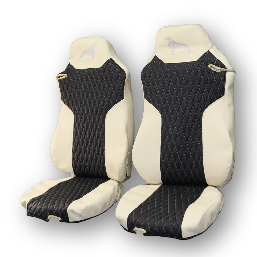 Чохол на сидіння KAR Шкіра+стібка MAN TGX,TGA,TGL,TGM,TGS; (2007-2020) 2 ременя, водій та пасажир (Низький) Чохол на сидіння KAR Шкіра+стібка MAN TGX,TGA,TGL,TGM,TGS; (2007-2020) 2 ременя, водій та пасажир (Низький)