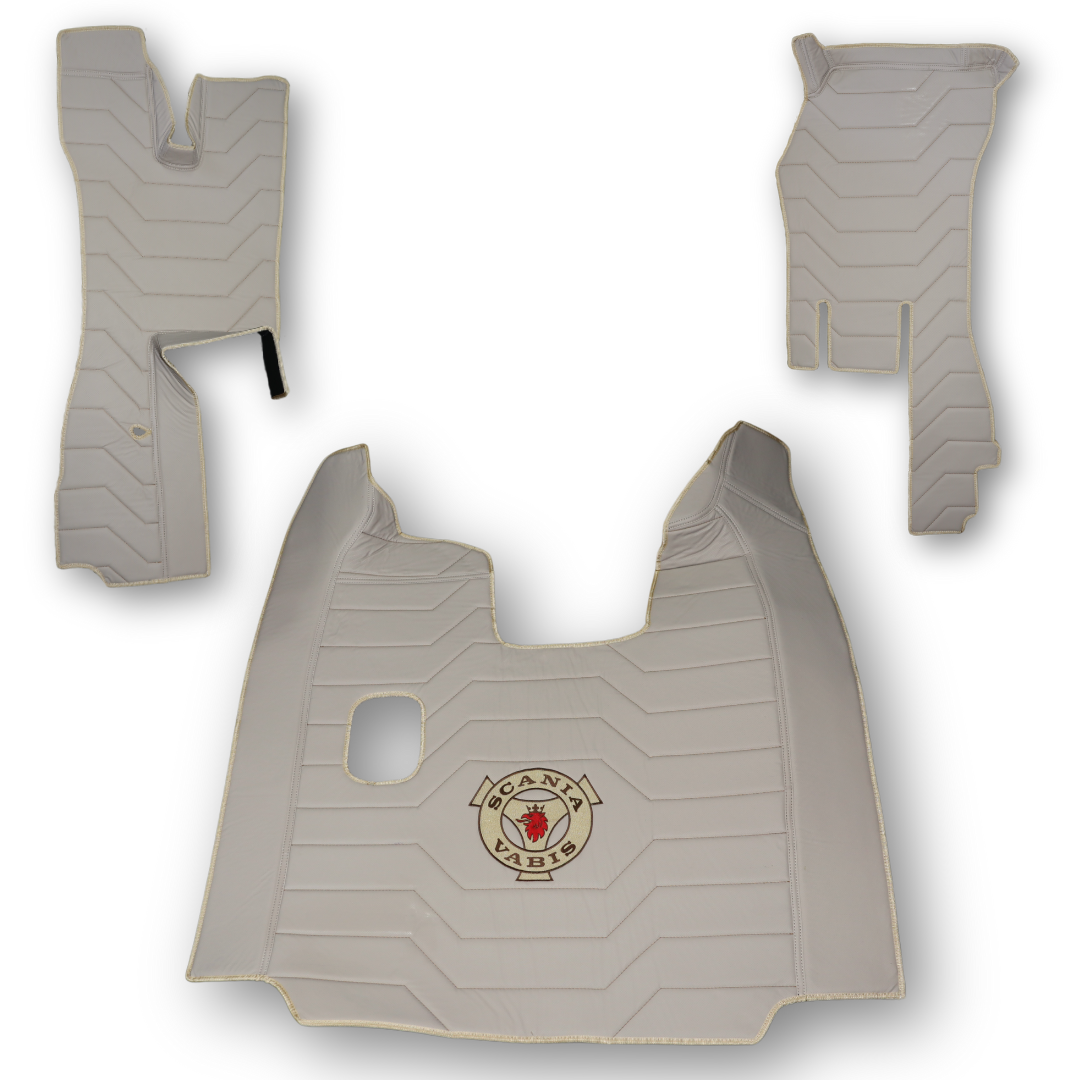 Килимок 3D Екошкіра SCANIA R 2014-2016; рестайлінг 2017; МКПП, бежевий, перфорація