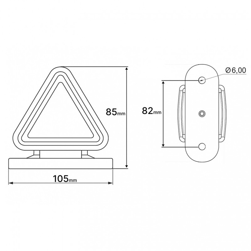 Габаритный фонарь треугольный; красно-белый; SMOKE; 12-24V Габаритный фонарь треугольный; красно-белый; SMOKE; 12-24V