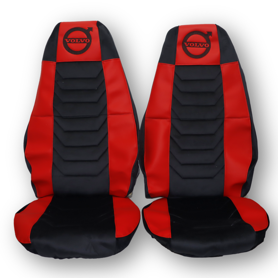 Чохол на сидіння Chess VOLVO FH FM (2002-2013) чорний велюр - червона шкіра