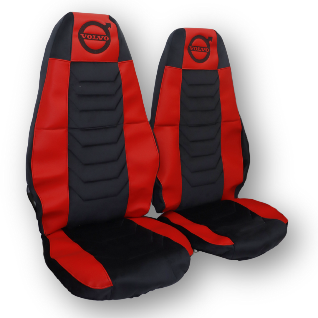 Чохол на сидіння Chess VOLVO FH FM (2002-2013) чорний велюр - червона шкіра