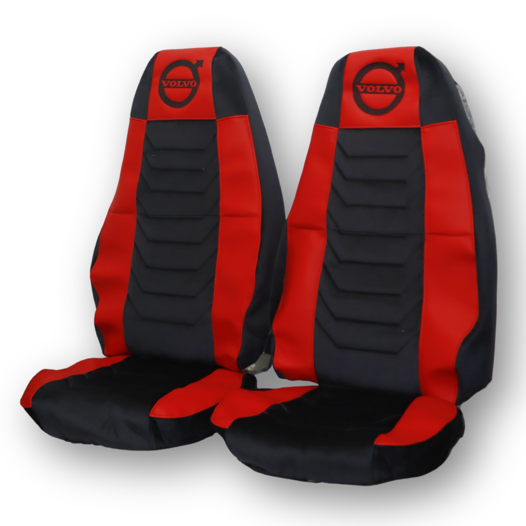 Чохол на сидіння Chess VOLVO FH FM (2002-2013) чорний велюр - червона шкіра