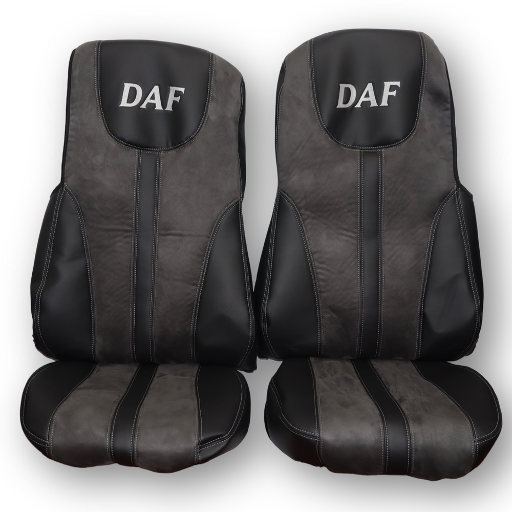 Чохол на сидіння Enterprise DAF XF105; 106; XG; CF85; LF (2013-2024);  (шкіра чорна - алькантара темно-сіра)