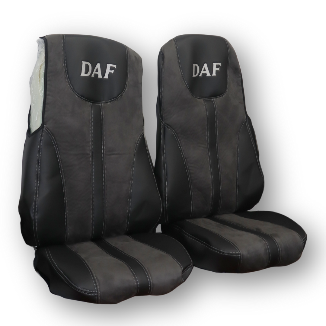 Чохол на сидіння Enterprise DAF XF105; 106; XG; CF85; LF (2013-2024);  (шкіра чорна - алькантара темно-сіра)