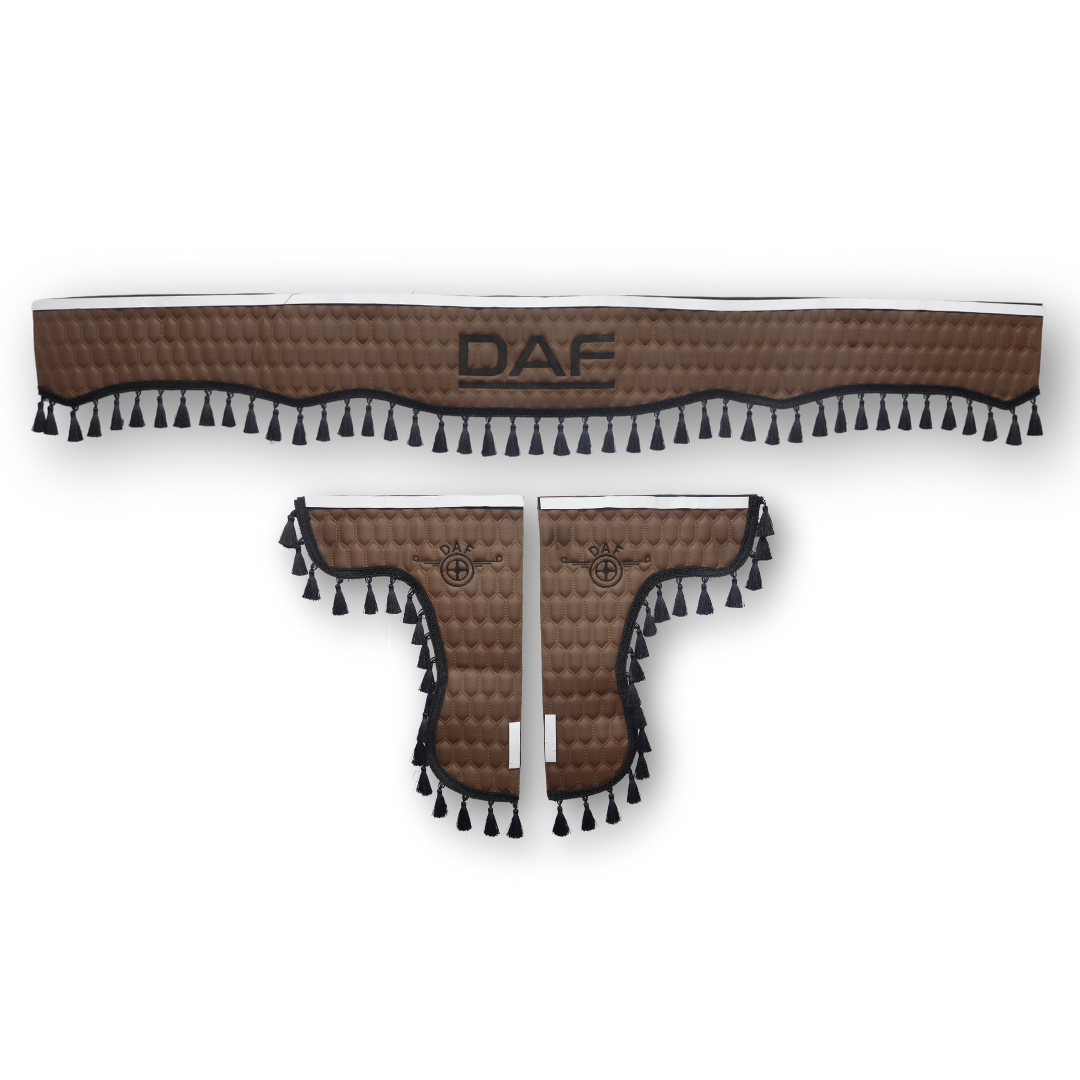 Шторка лоб + косинки Екошкіра; DAF коричнева (паркет мал.) ЗАКАЗНА