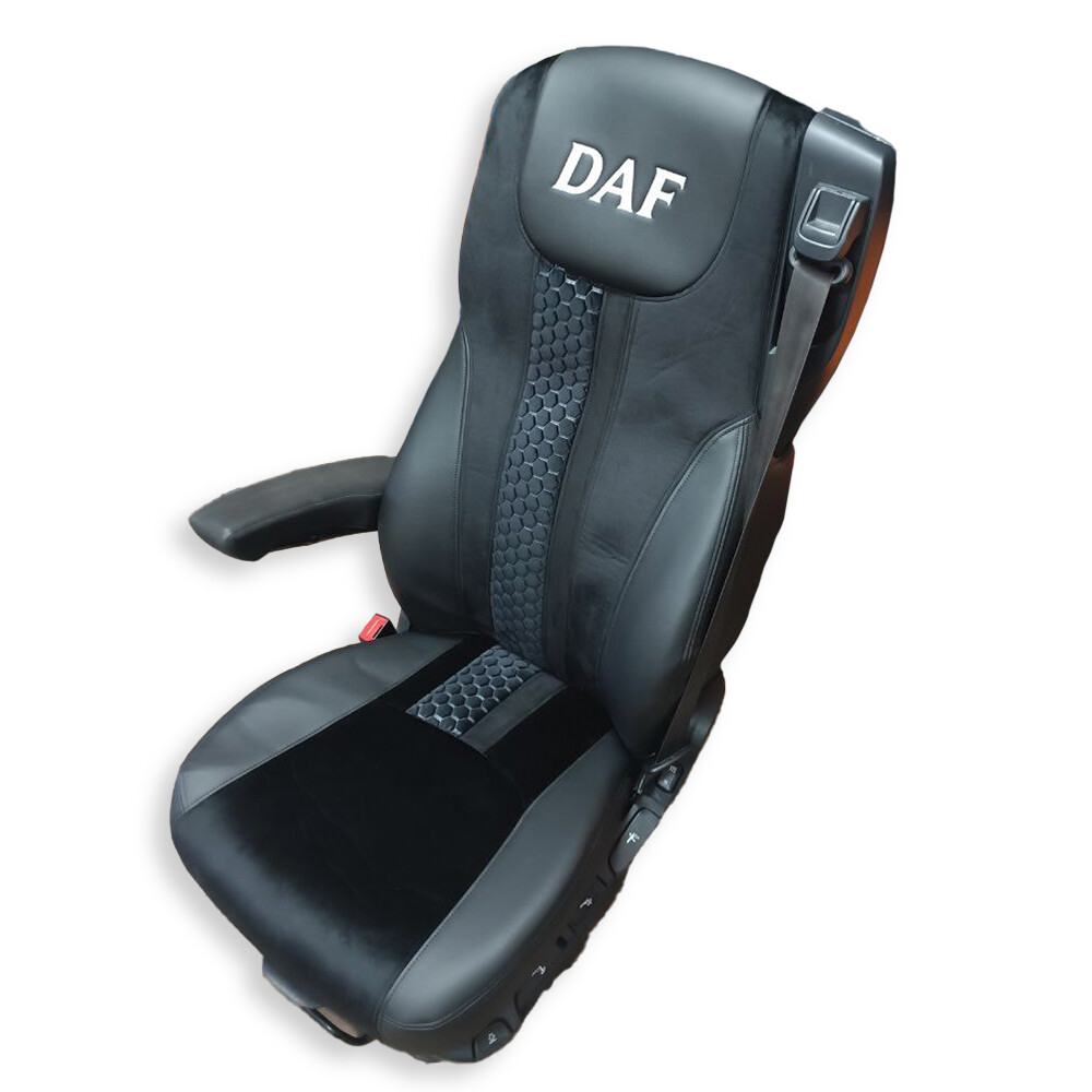 Чохол на сидіння DAF XF105 106 XG CF85 LF (2013-2024) асиметрія шир. спинка чорний ST Чохол на сидіння DAF XF105 106 XG CF85 LF (2013-2024) асиметрія шир. спинка чорний ST
