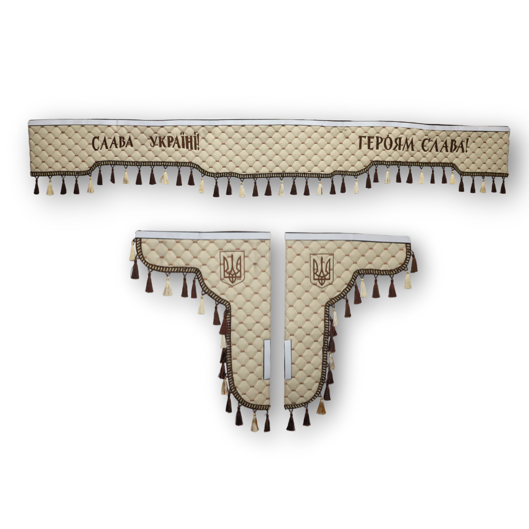 Шторка лоб + косынки Экокожа Слава Украине - Героям Слава