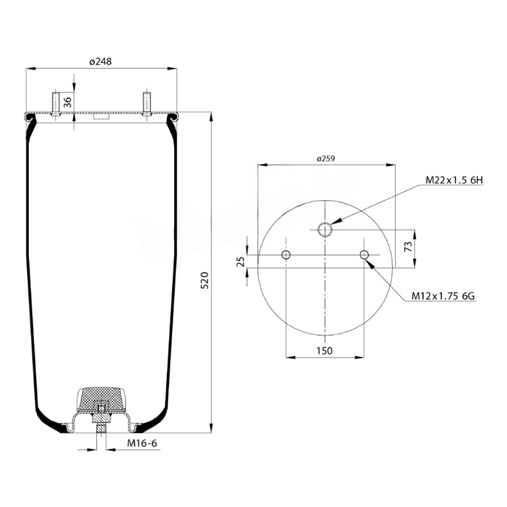 Пневморесора без склянки, BPW (0542942570)