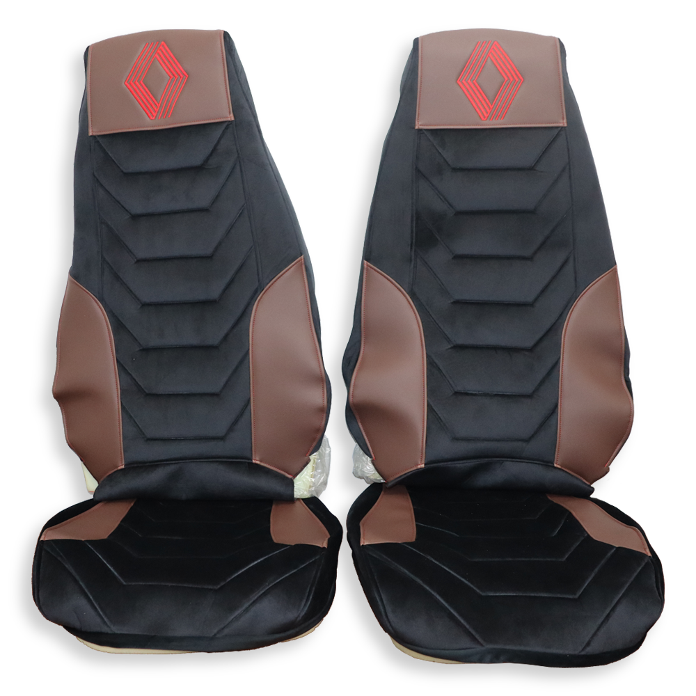 Чехол на сиденья Renault Premium (2005-2013) черный велюр-коричневая кожа Чехол на сиденья Renault Premium (2005-2013) черный велюр-коричневая кожа