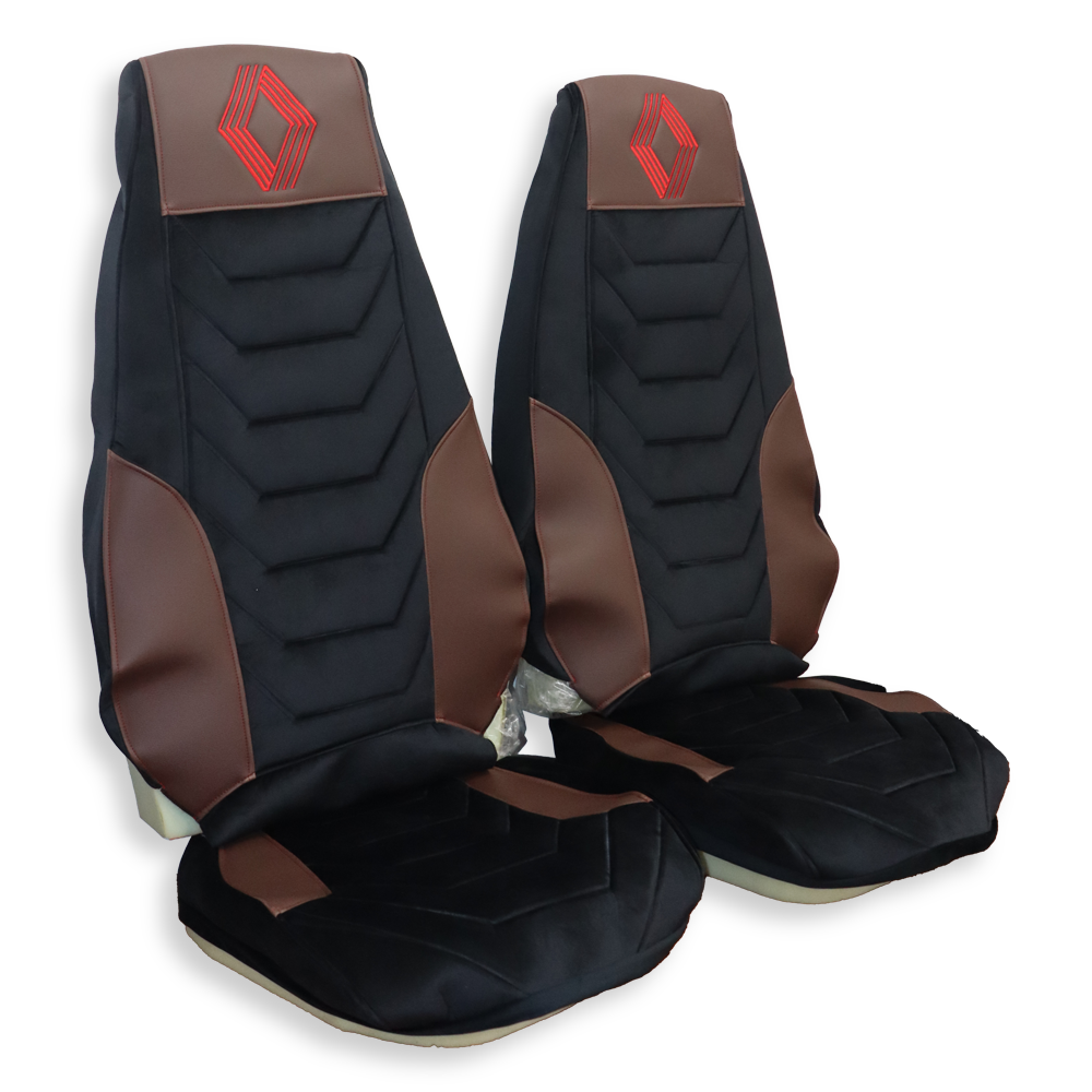 Чехол на сиденья Renault Premium (2005-2013) черный велюр-коричневая кожа Чехол на сиденья Renault Premium (2005-2013) черный велюр-коричневая кожа