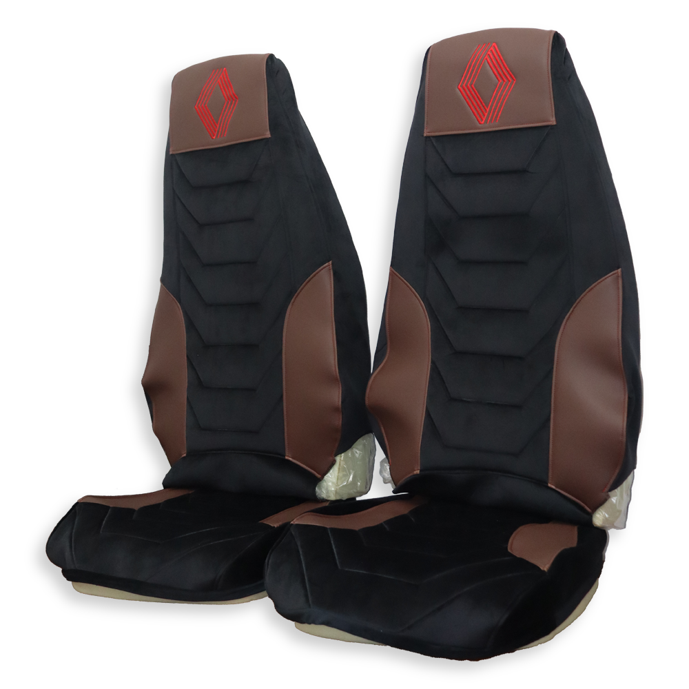 Чехол на сиденья Renault Premium (2005-2013) черный велюр-коричневая кожа Чехол на сиденья Renault Premium (2005-2013) черный велюр-коричневая кожа