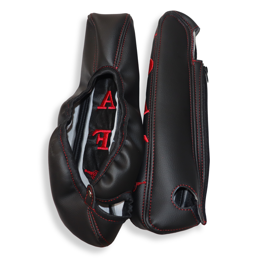 Підлокітник DAF 106 шкіра чорна (червона вишивка) (2 шт.)