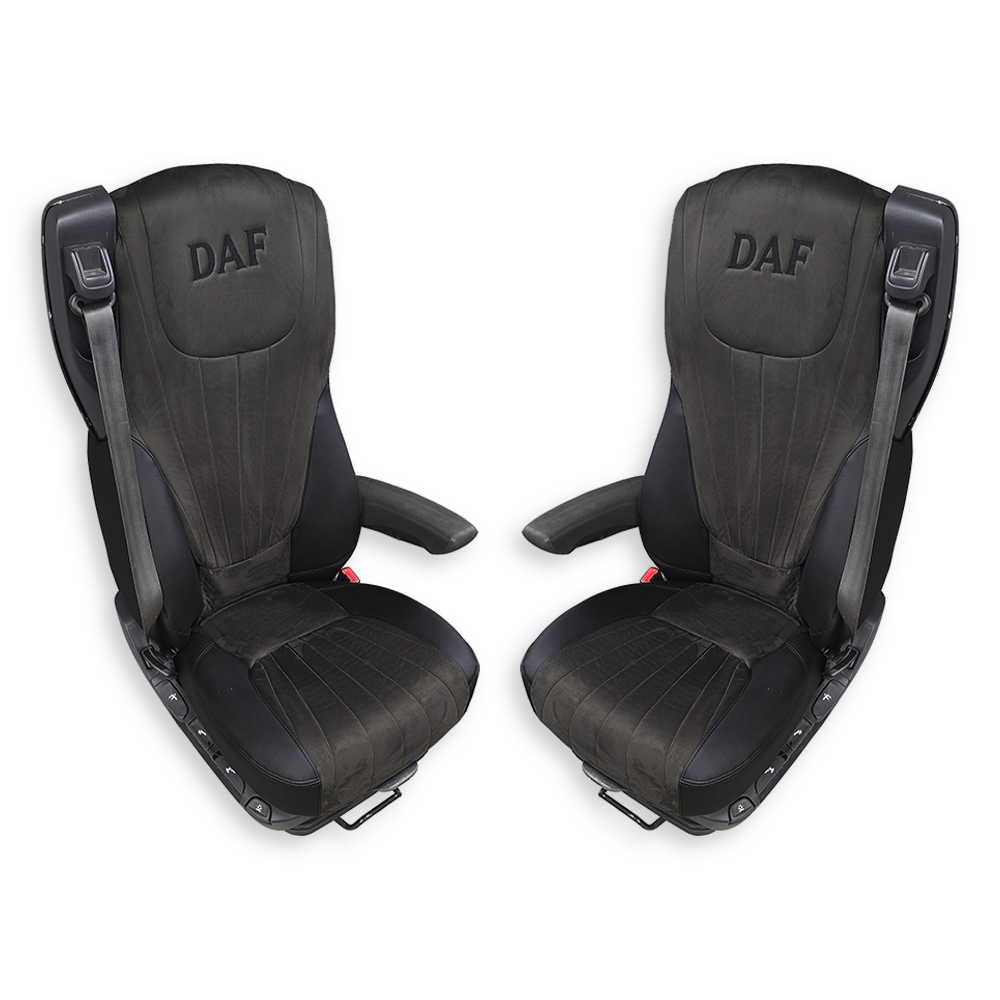 Чохол на сидіння DAF XF105 106 XG CF85 LF (2013-2024) сіра алькантара-чорна шкіра
