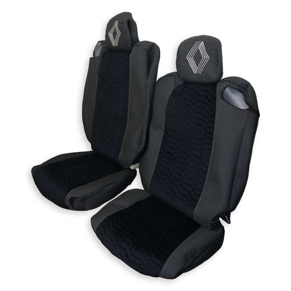 Чехол на сиденья KADIFE Велюр+Ткань Renault Range T/T-Series (2014-...) с выдвижными подголовниками, черный Чехол на сиденья KADIFE Велюр+Ткань Renault Range T/T-Series (2014-...) с выдвижными подголовниками, черный