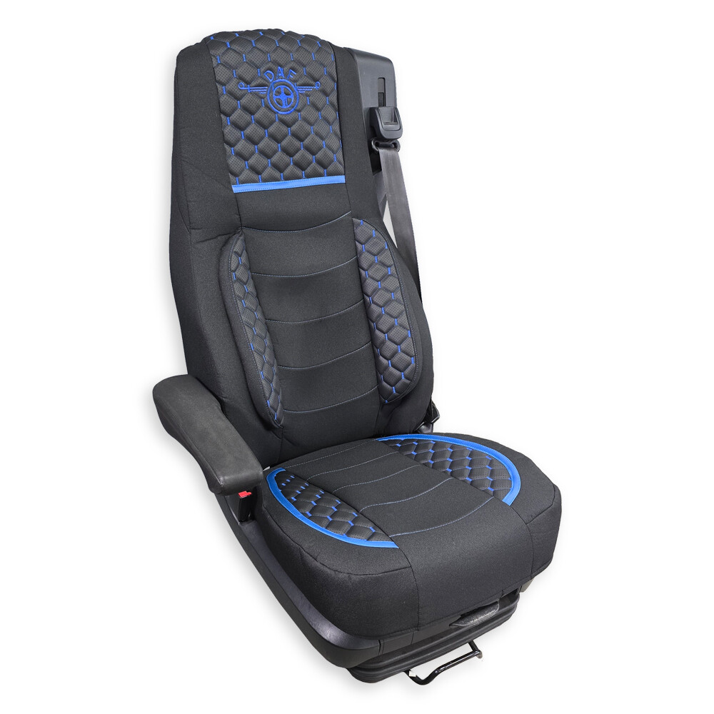 Чохол на сидіння KILIFI DAF XF105 106 XG CF85 LF (2013-2024) чорний з синім Чохол на сидіння KILIFI DAF XF105 106 XG CF85 LF (2013-2024) чорний з синім