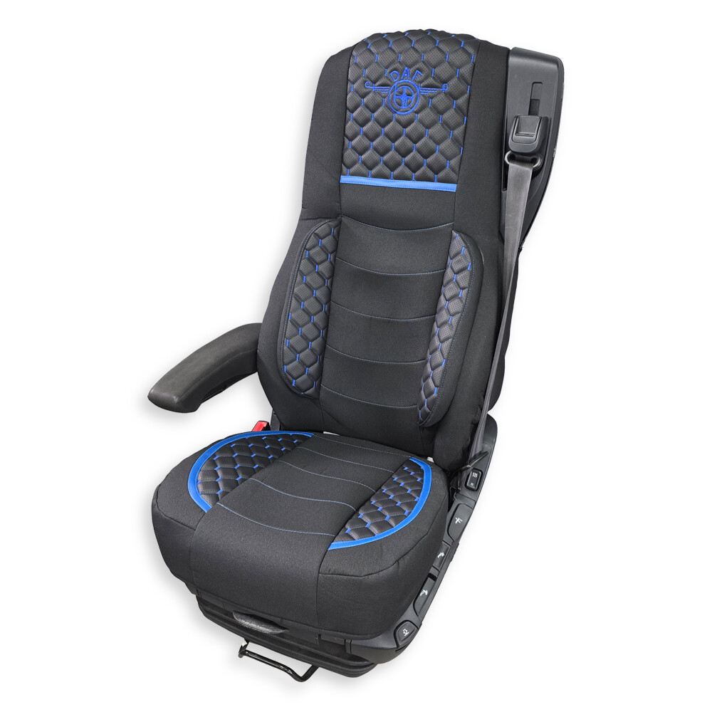 Чохол на сидіння KILIFI DAF XF105 106 XG CF85 LF (2013-2024) чорний з синім Чохол на сидіння KILIFI DAF XF105 106 XG CF85 LF (2013-2024) чорний з синім