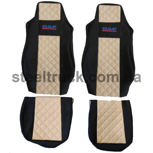 Чохол на сидіння Екошкіра DAF XF95 105 CF85 75 65 LF (2002-2012) , бежевий (ST) Чохол на сидіння Екошкіра DAF XF95 105 CF85 75 65 LF (2002-2012) , бежевий (ST)