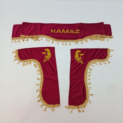 Шторка ВЕЛЮР "Wave" KAMAZ лоб+косинки червона