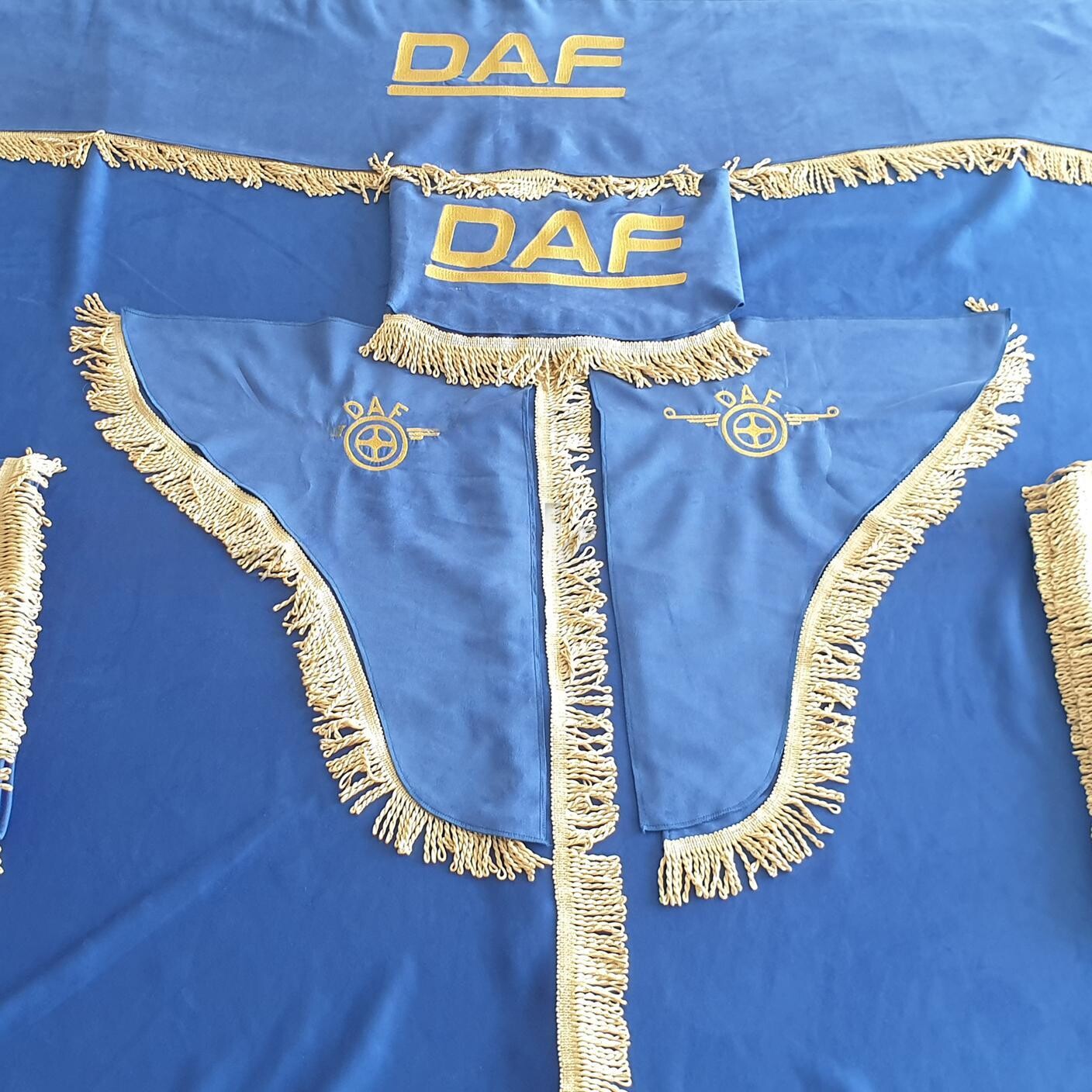 Шторка Велюр "Wave" DAF лоб+косинки+спальник+нічні синя