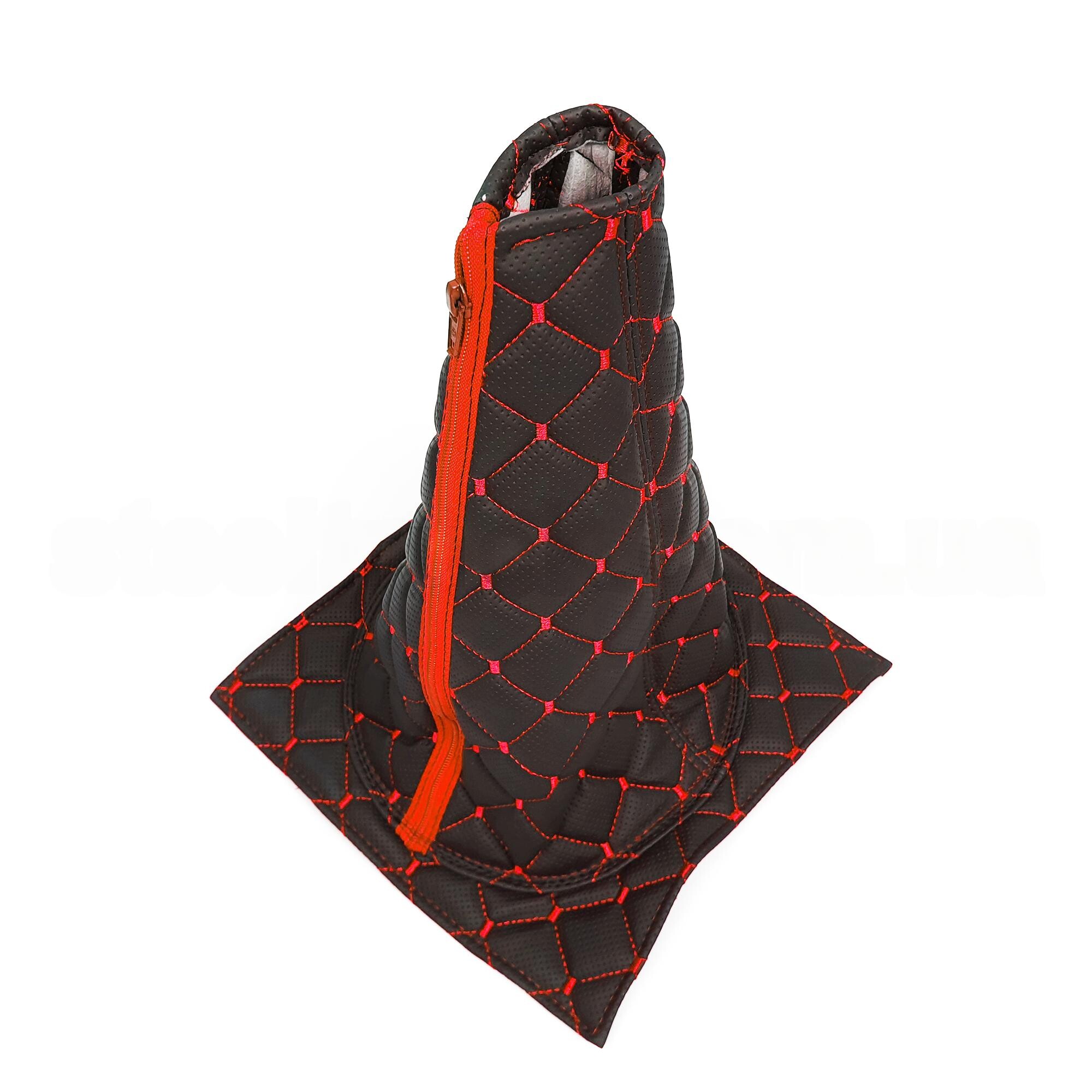 Чохол КПП екошкіра DAF, Volvo чорний. перфорація, червона нитка Чохол КПП екошкіра DAF, Volvo чорний. перфорація, червона нитка