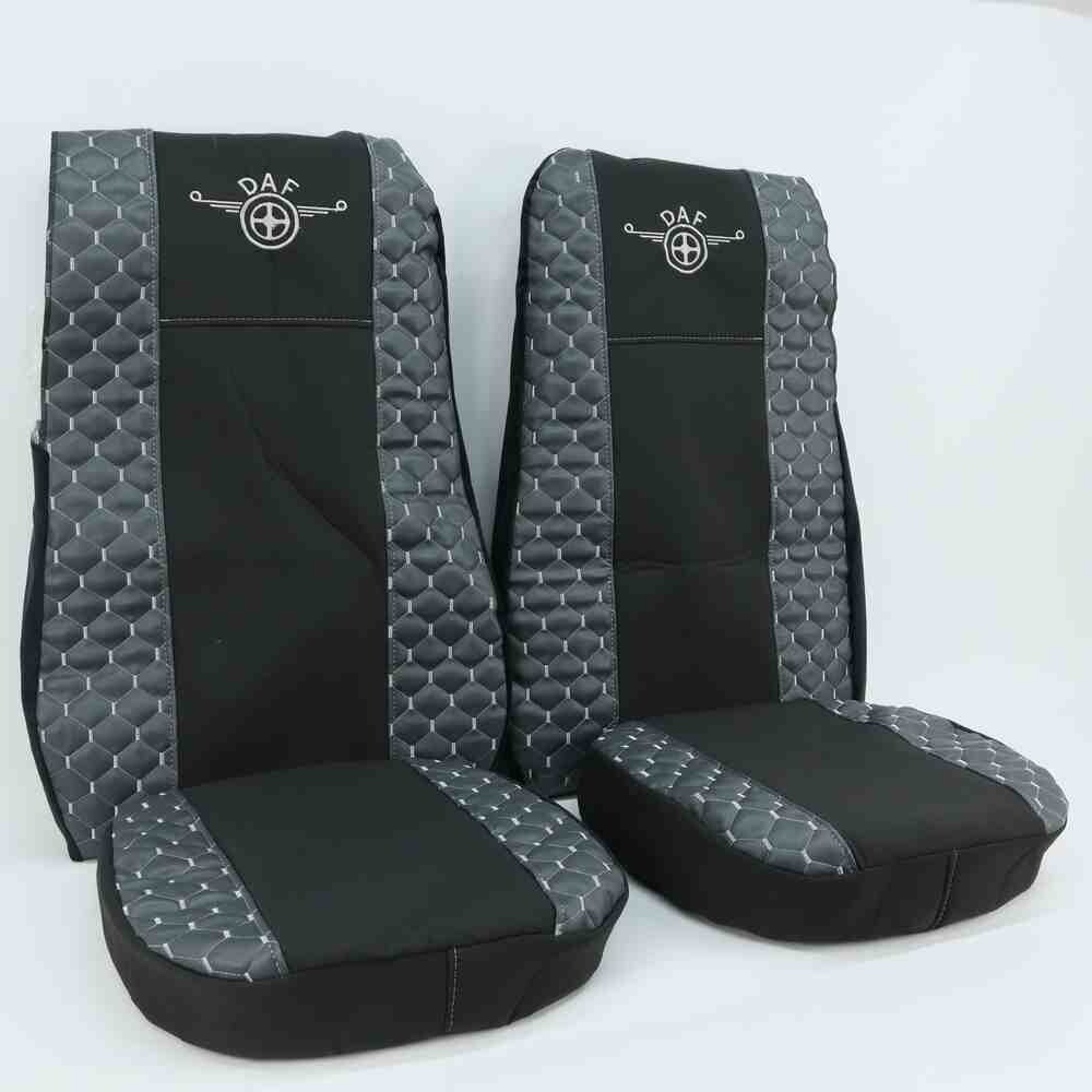 Чохол на сидіння DAF XF105 106 XG CF85 LF (2013-2024) Екошкіра,, широка спинка, сірий (ST).