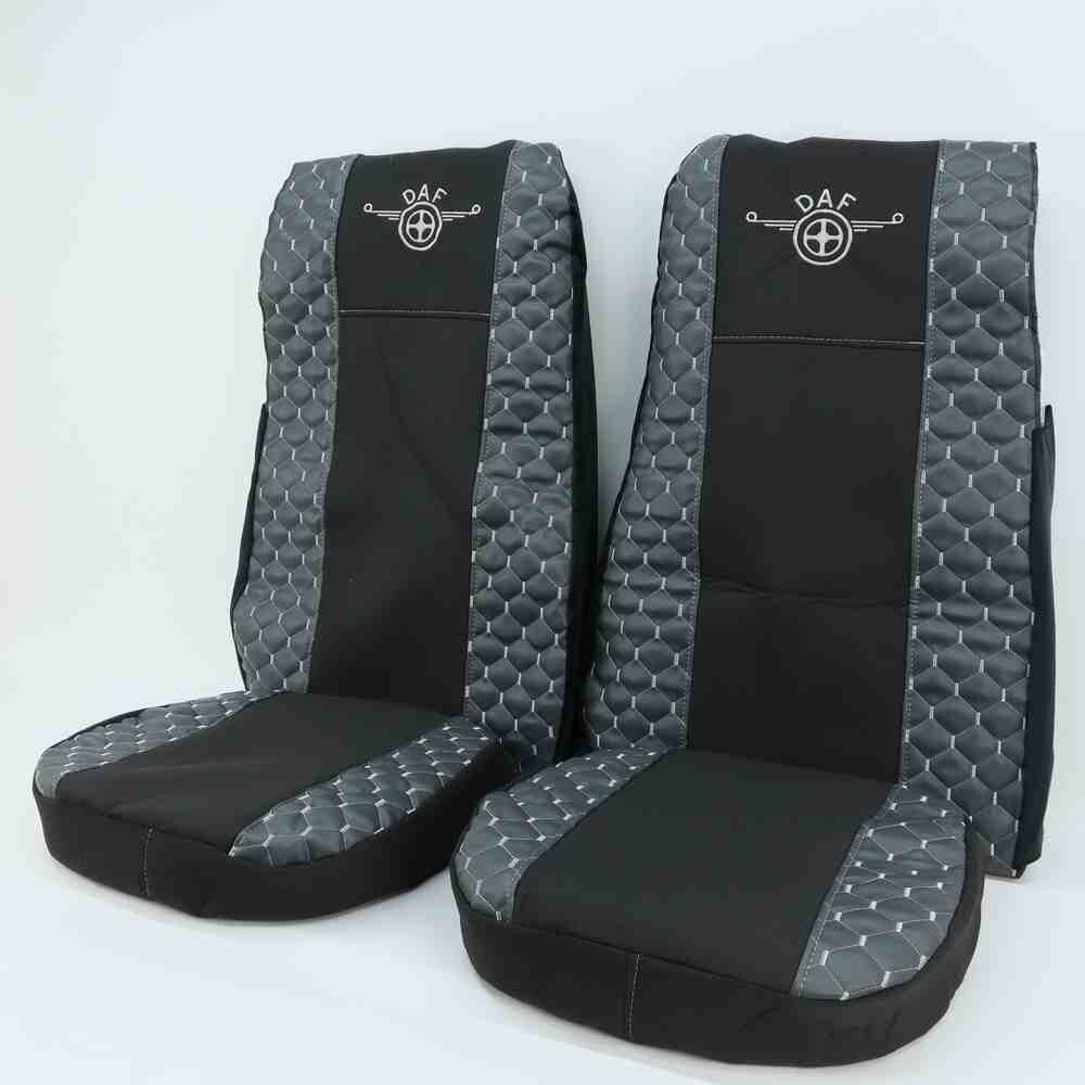 Чохол на сидіння DAF XF105 106 XG CF85 LF (2013-2024) Екошкіра,, широка спинка, сірий (ST).