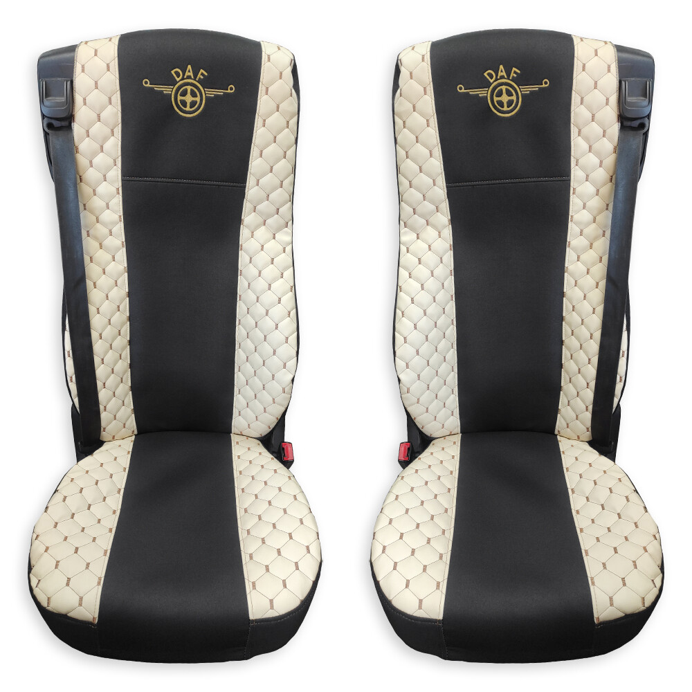 Чохол на сидіння OLD (EКO) DAF XF105 106 XG CF85 LF (2013-2024) широка спинка бежеві (ST)