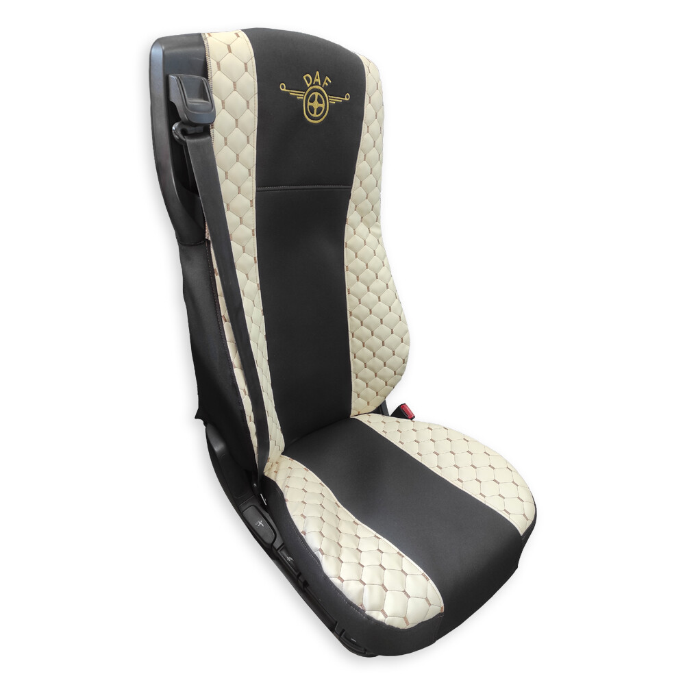 Чохол на сидіння OLD (EКO) DAF XF105 106 XG CF85 LF (2013-2024) широка спинка бежеві (ST)