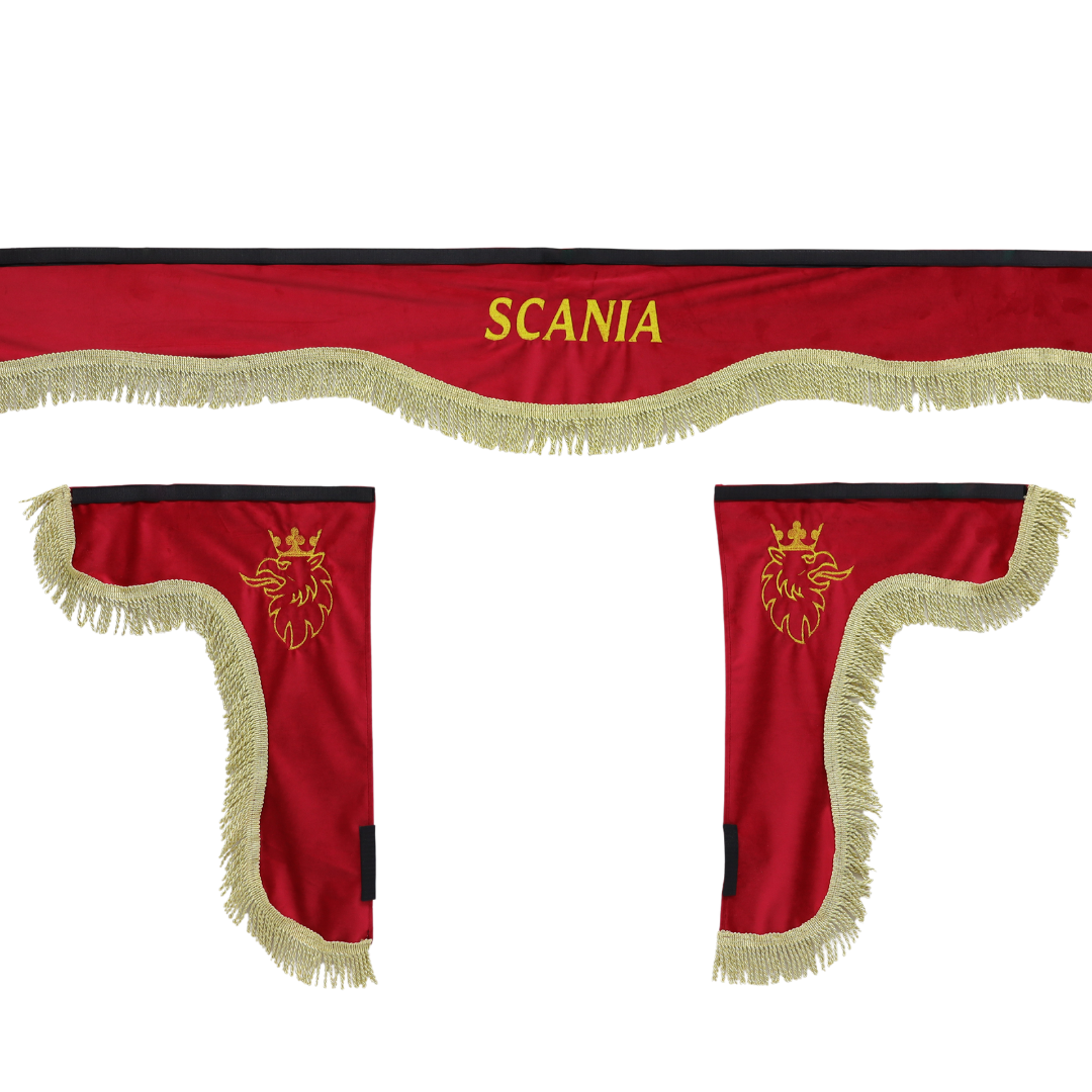 Шторка ВЕЛЮР "Wave" SCANIA лоб красная