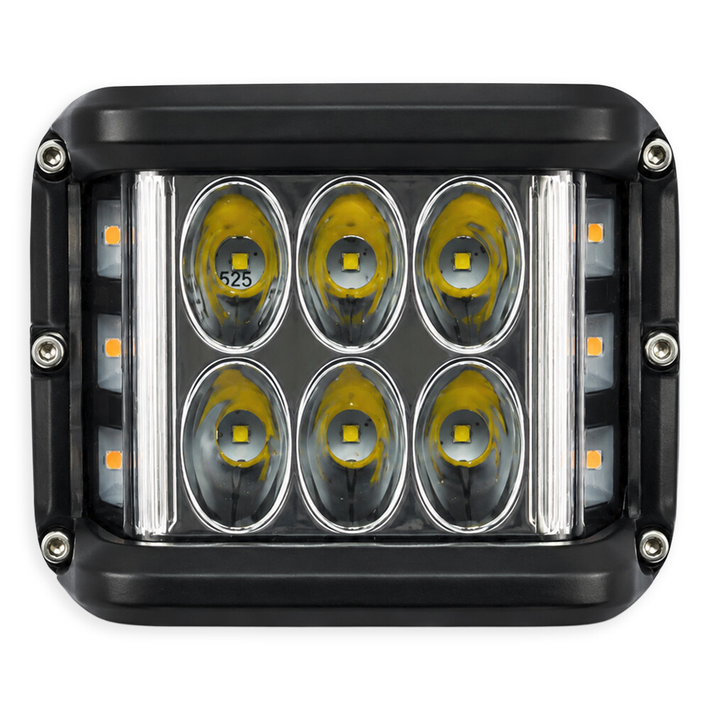 Фара універсальна діодна LED 24V (12 діодів 60W біле+жовте світло+страбоскоп жовтий--98*76*58)