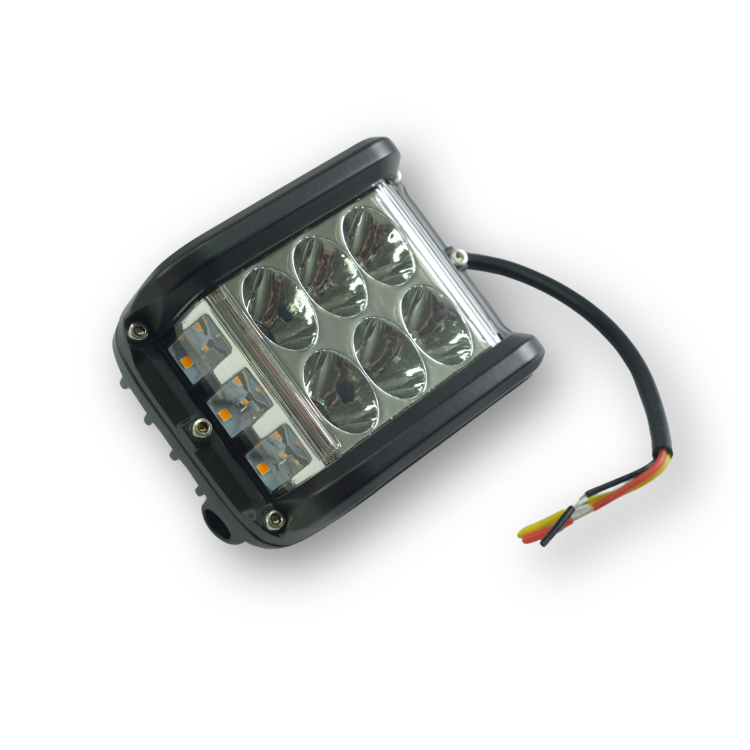 Фара универсальная диодная LED 24V (12 диодов 60W белый+желтый свет+ страбоскоп желтый--98*76*58)