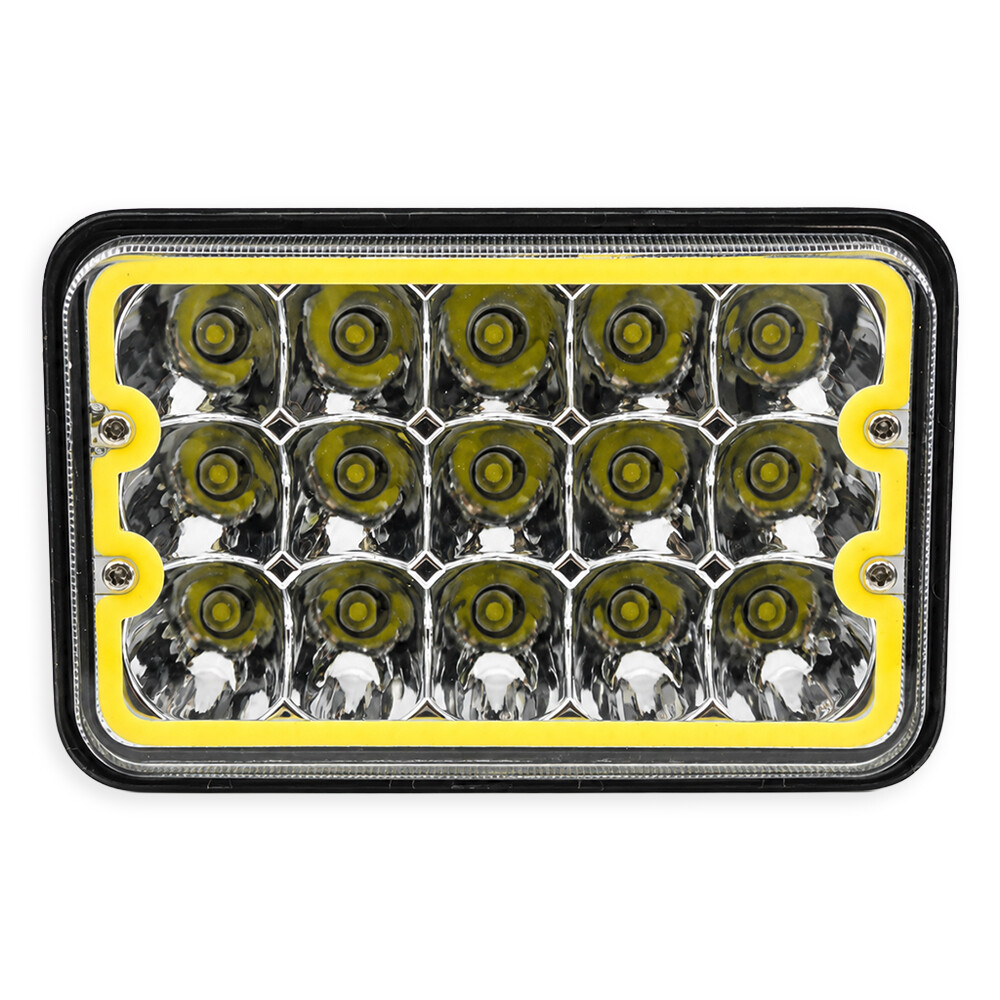 Фара універсальна діодна LED 24V (15 діодів 45W дальній\ближній жовтий контур-170*108*66)
