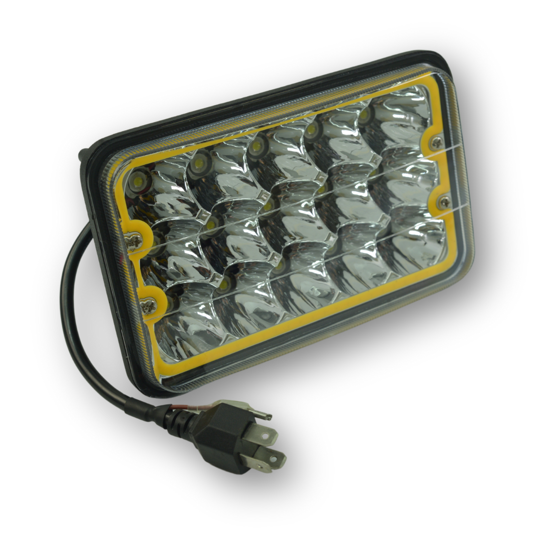 Фара универсальная диодная LED 24V (15 диодов 45W дальний\ближний желтый контур-170*108*66)
