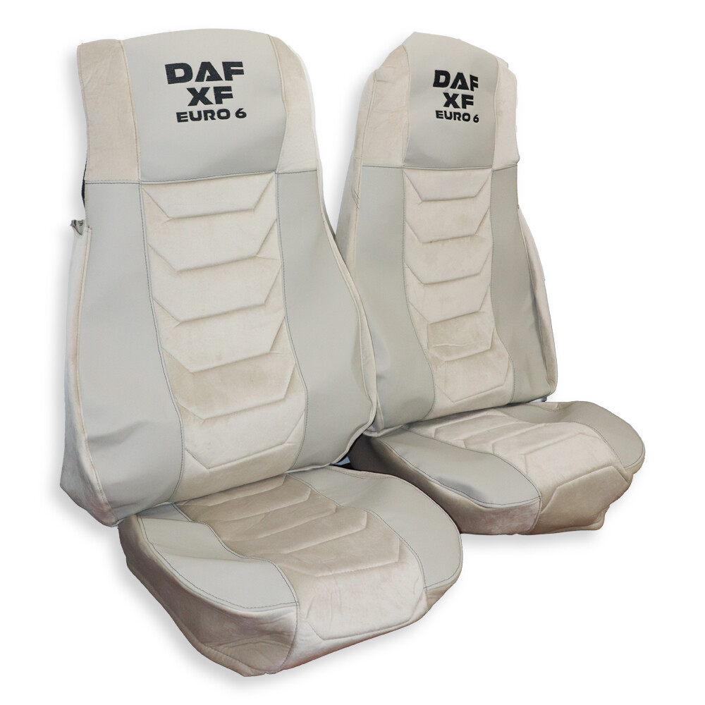 Чехол на сиденья Chess DAF XF105 106 XG CF85 LF (2013-2024) бежевая кожа-беж.велюр