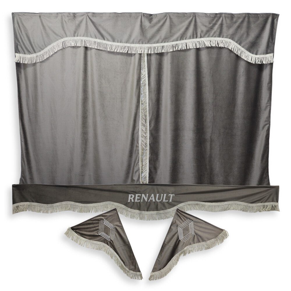 Шторка Велюр "Wave" RENAULT лоб+косинки+спальник сіра Шторка Велюр "Wave" RENAULT лоб+косинки+спальник сіра