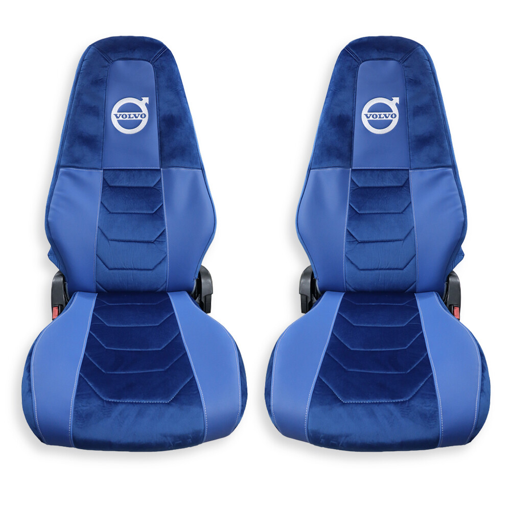 Чохол на сидіння Chess VOLVO FH FM (2014-...) синій велюр - синя шкіра