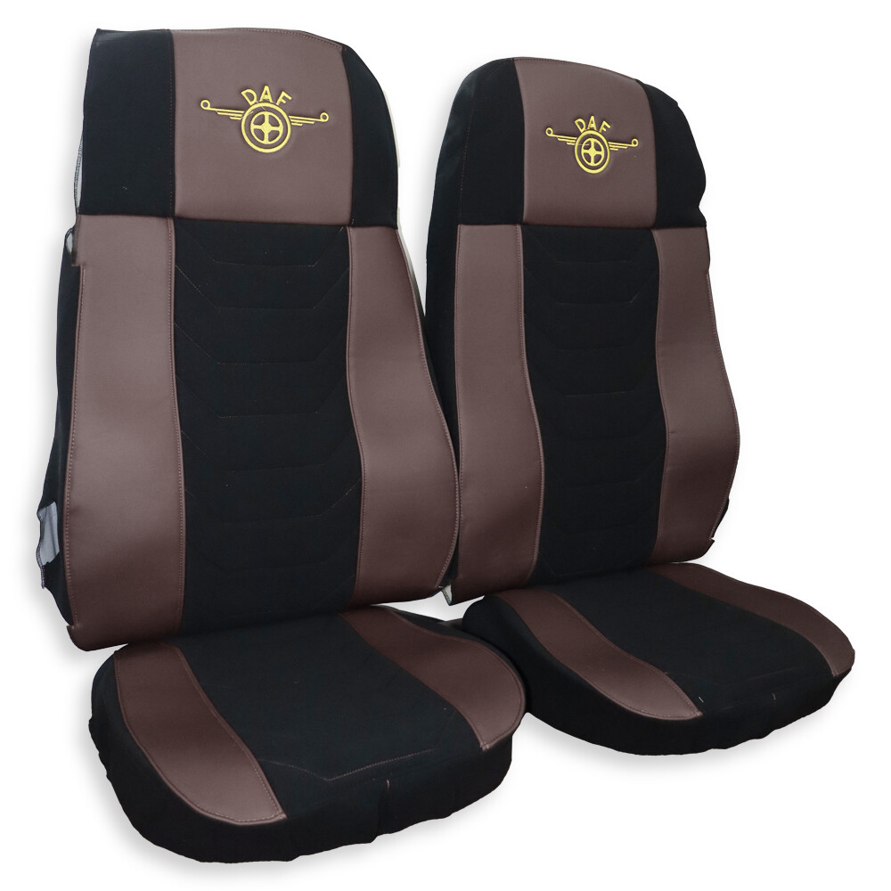 Чехол на сиденья Chess DAF XF105 106 XG CF85 LF (2013-2024) коричневая кожа- черный велюр Чехол на сиденья Chess DAF XF105 106 XG CF85 LF (2013-2024) коричневая кожа- черный велюр