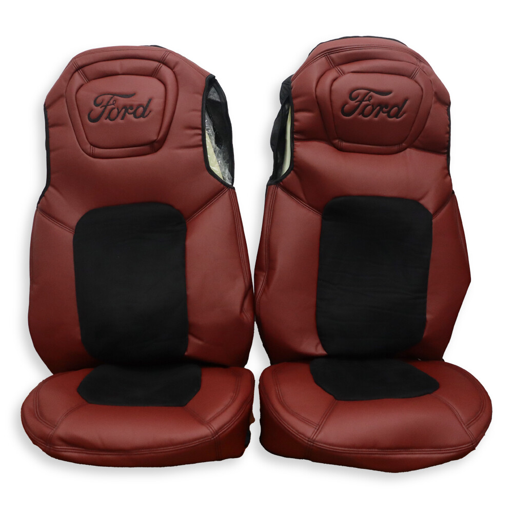 Чехол на сиденья FORD F-MAX черная алькантара - бордо кожа