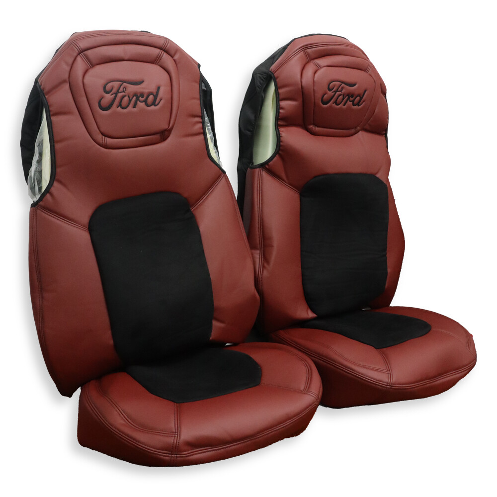 Чехол на сиденья FORD F-MAX черная алькантара - бордо кожа