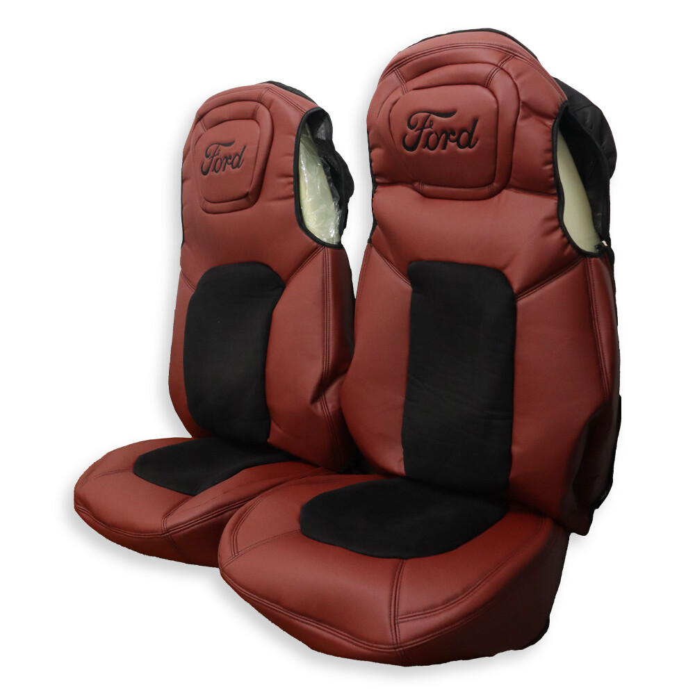 Чехол на сиденья FORD F-MAX черная алькантара - бордо кожа