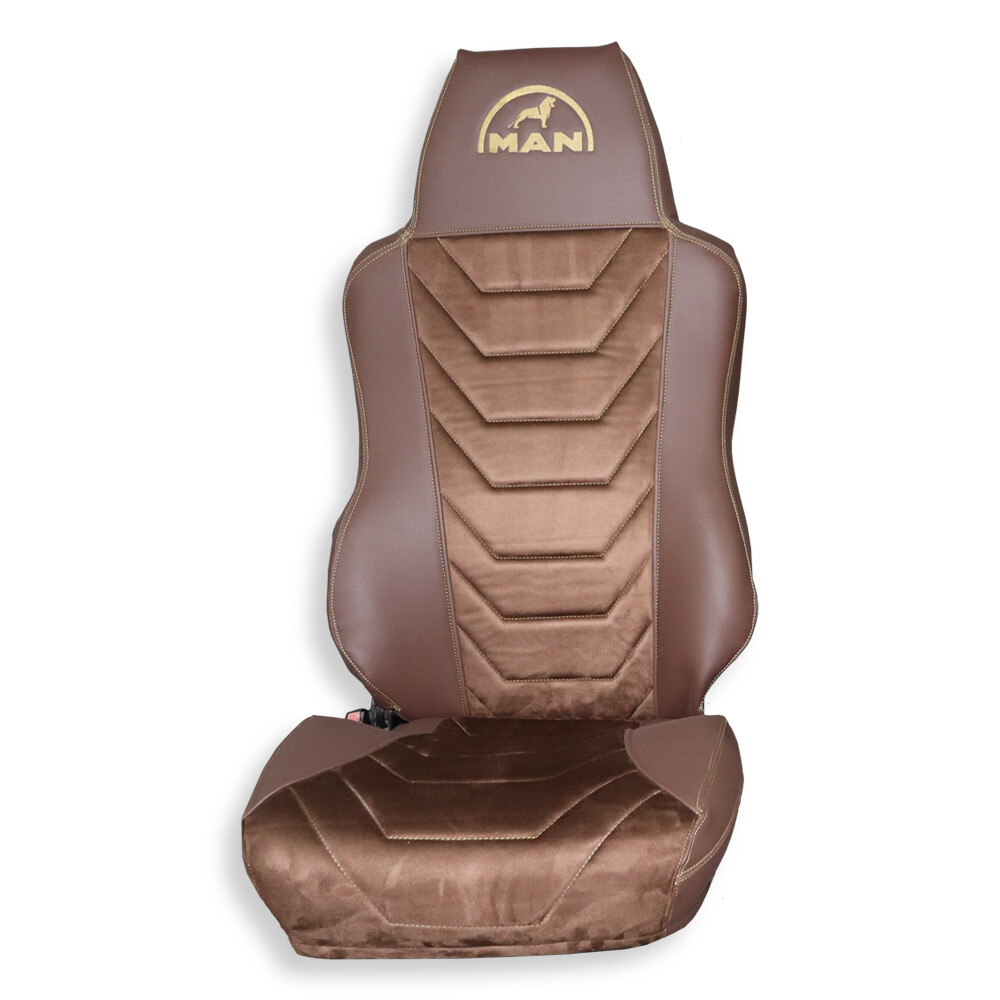 Чехол на сиденья MAN TGX,TGA,TGL,TGM,TGS; (2007-2020) 1 ремень, водитель (Низкий) пассажир (Высокий) т. коричневая алькантара-коричневая кожа Чехол на сиденья MAN TGX,TGA,TGL,TGM,TGS; (2007-2020) 1 ремень, водитель (Низкий) пассажир (Высокий) т. коричневая алькантара-коричневая кожа