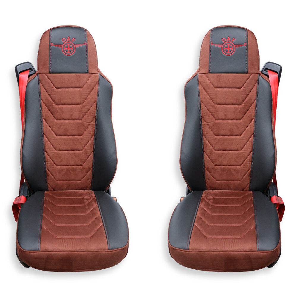 Чохол на сидіння Chess DAF XF95 105 CF85 75 65 LF (2002-2012) алькантара бордо-шкіра чорна