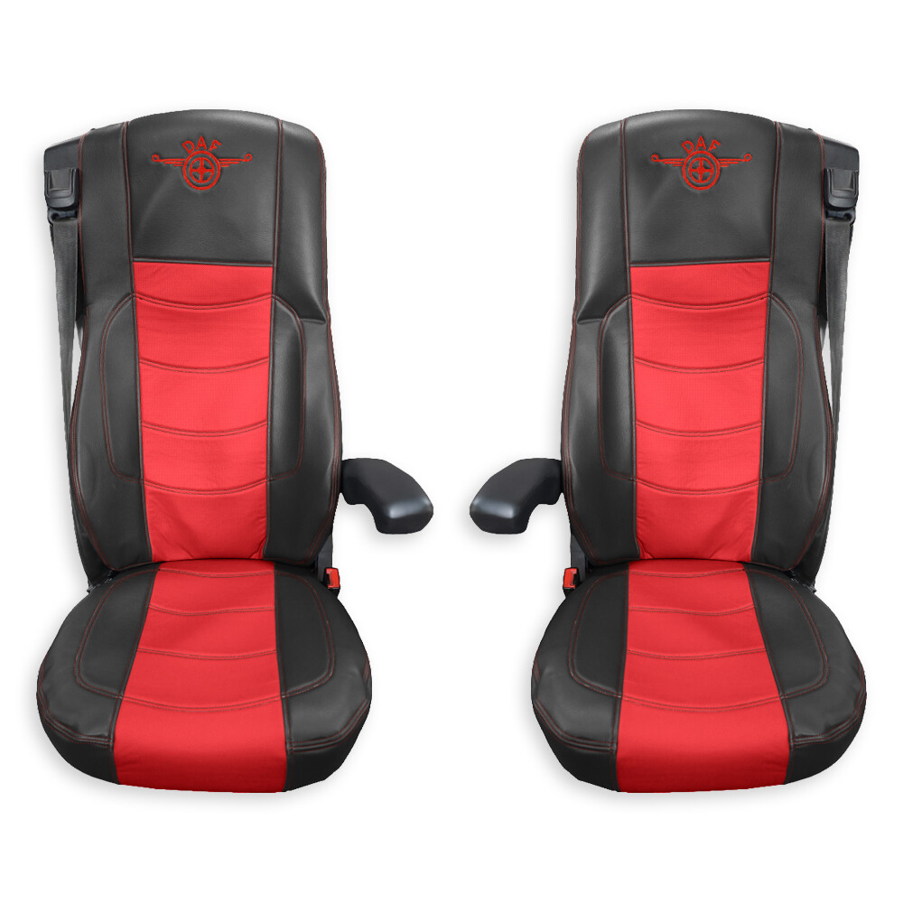 Чохол на сидіння Perfo-ECO DAF XF105 106 XG CF85 LF (2013-2024) перфорована шкіра червона - боки чорна