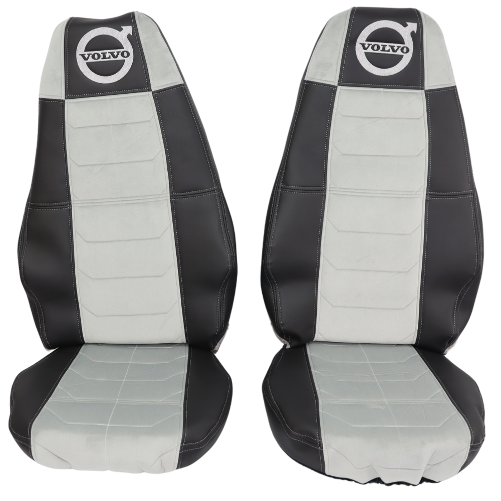 Чехол на сиденья Chess VOLVO FH FM (2014-...) серый велюр - черная кожа Чехол на сиденья Chess VOLVO FH FM (2014-...) серый велюр - черная кожа