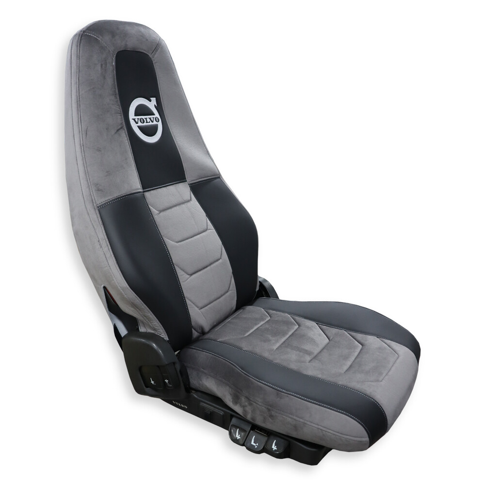 Чехол на сиденья Chess VOLVO FH FM (2014-...) серый велюр - черная кожа Чехол на сиденья Chess VOLVO FH FM (2014-...) серый велюр - черная кожа