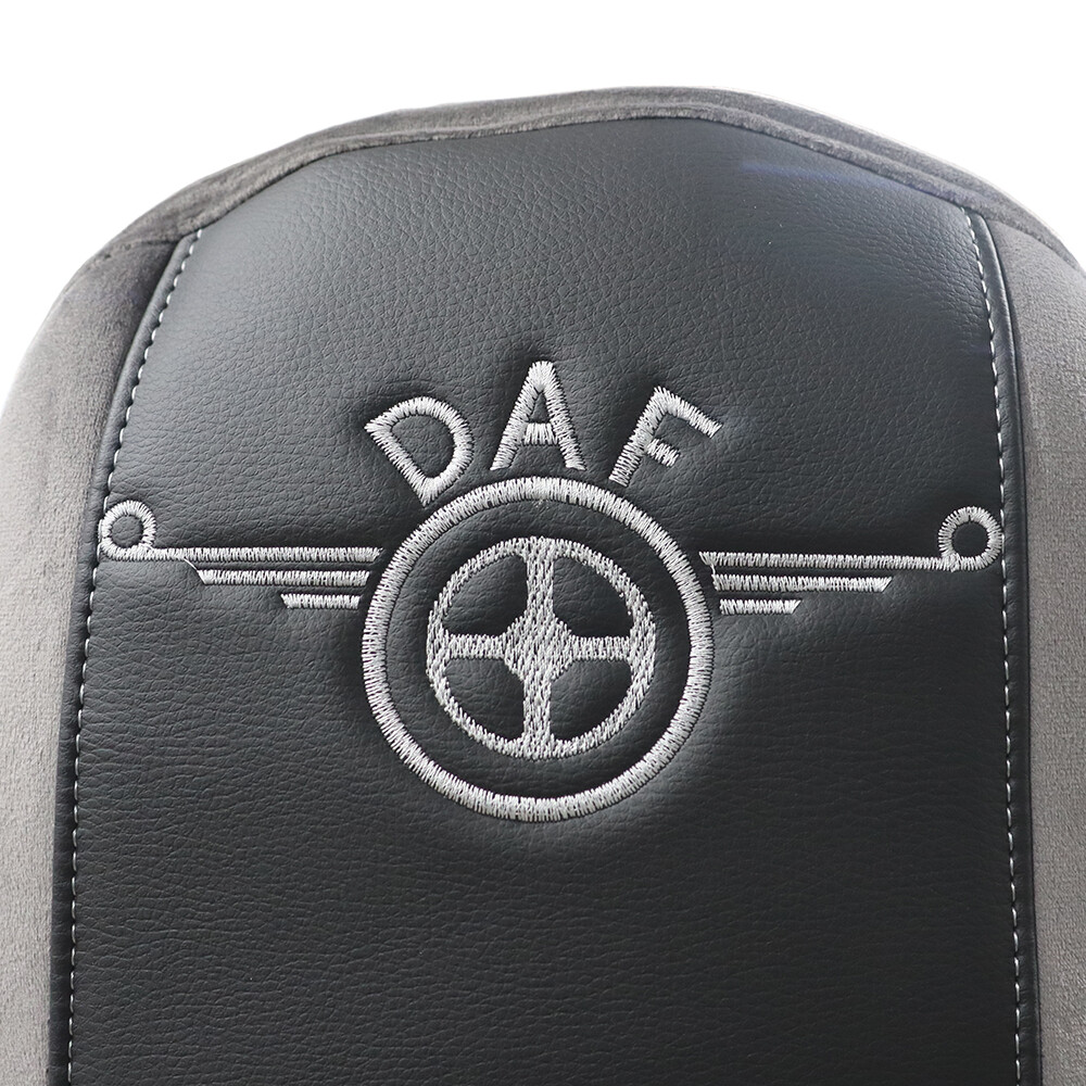 Чохол на сидіння Chess DAF XF95 105 CF85 75 65 LF (2002-2012) шкіра чорна - велюр сірий Чохол на сидіння Chess DAF XF95 105 CF85 75 65 LF (2002-2012) шкіра чорна - велюр сірий