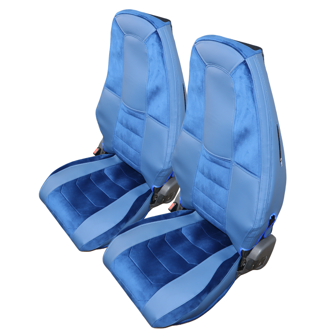 Чохол на сидіння Chess VOLVO FH FM (2014-...) синій велюр - синій шкіра Чохол на сидіння Chess VOLVO FH FM (2014-...) синій велюр - синій шкіра