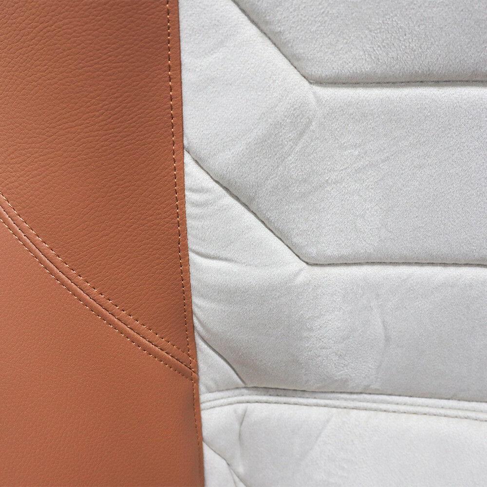 Чехол на сиденья Twin SCANIA R,G,P,S (2014-...) водит. монолит - пасс. пилот, бежевый велюр - св. коричневая кожа