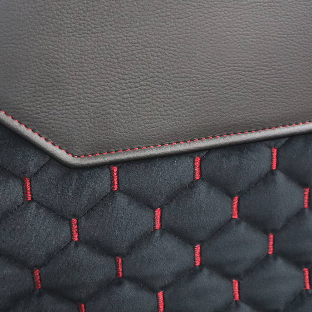 Чохол на сидіння KAR Шкіра+стібка MAN TGX,TGA,TGL,TGM,TGS; (2007-2020); 1 ремінь; водій (Низький); пасажир (Високий); (з підлокітниками); чорний