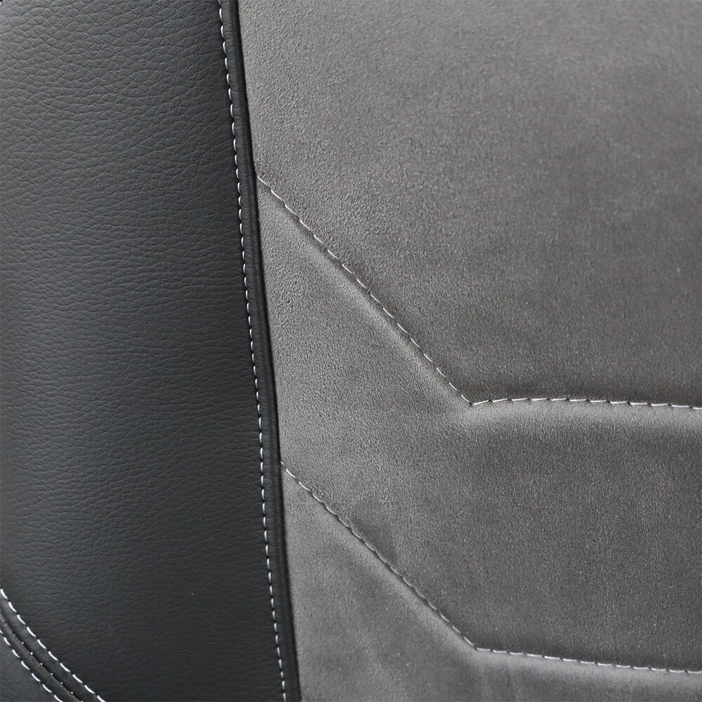 Чехол на сиденья Twin SCANIA R,G,P,S (2014-...) водит. монолит - пасс. складное, т.серая алькантара-черная кожа Чехол на сиденья Twin SCANIA R,G,P,S (2014-...) водит. монолит - пасс. складное, т.серая алькантара-черная кожа